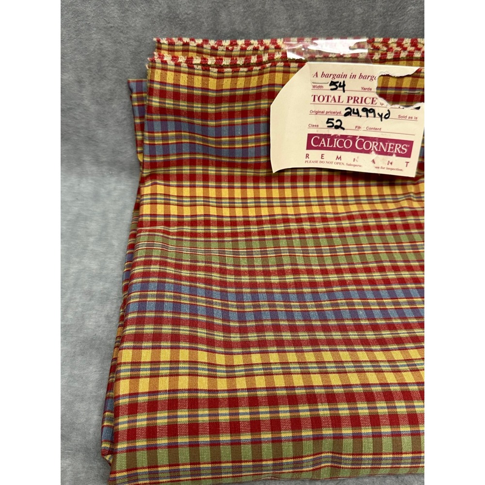 Calico Corners Plaid Fabric Remnant 54" x 104" New Traditional Upholstery - Picture 3 of 9